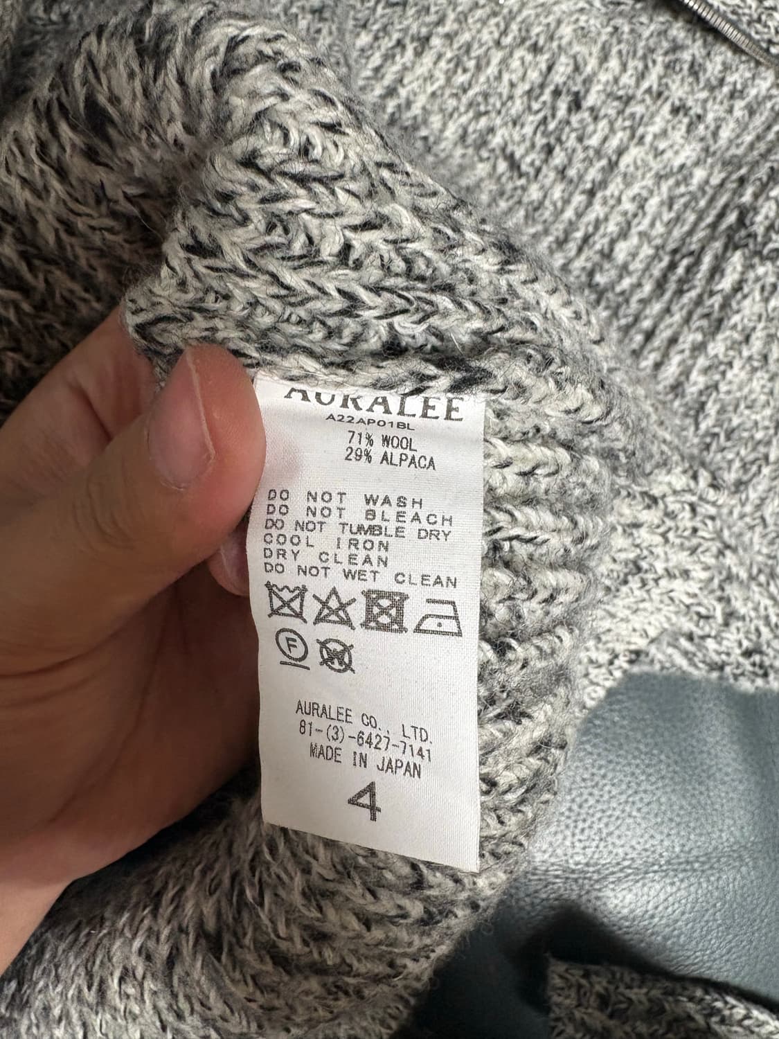 [4] 오라리 울 베이비 알파카 믹스 립 집업 터틀넥 니트 상품이미지6