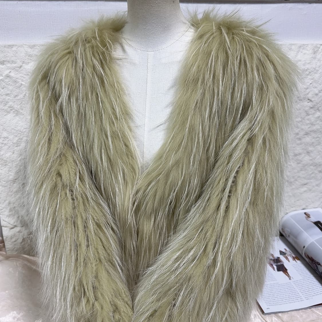 빈티지 아보카도 그린 라쿤퍼 자켓 상품이미지3