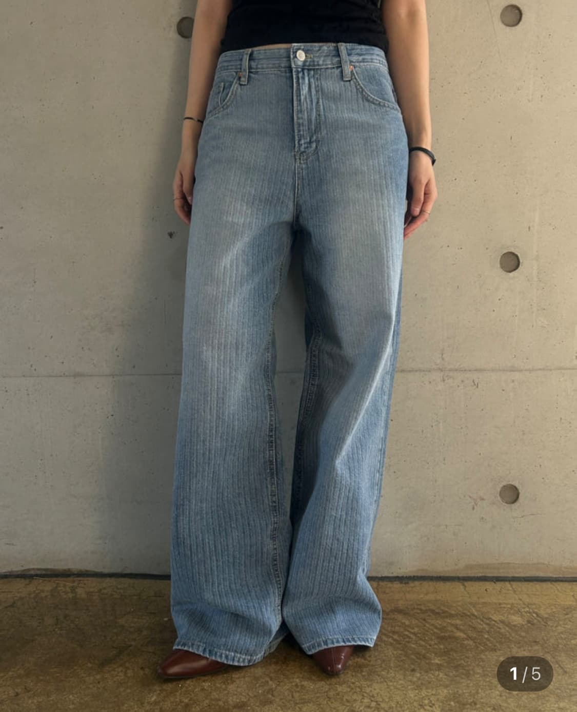 뮤로우 스트라이프 와이드 데님 L 상품이미지1