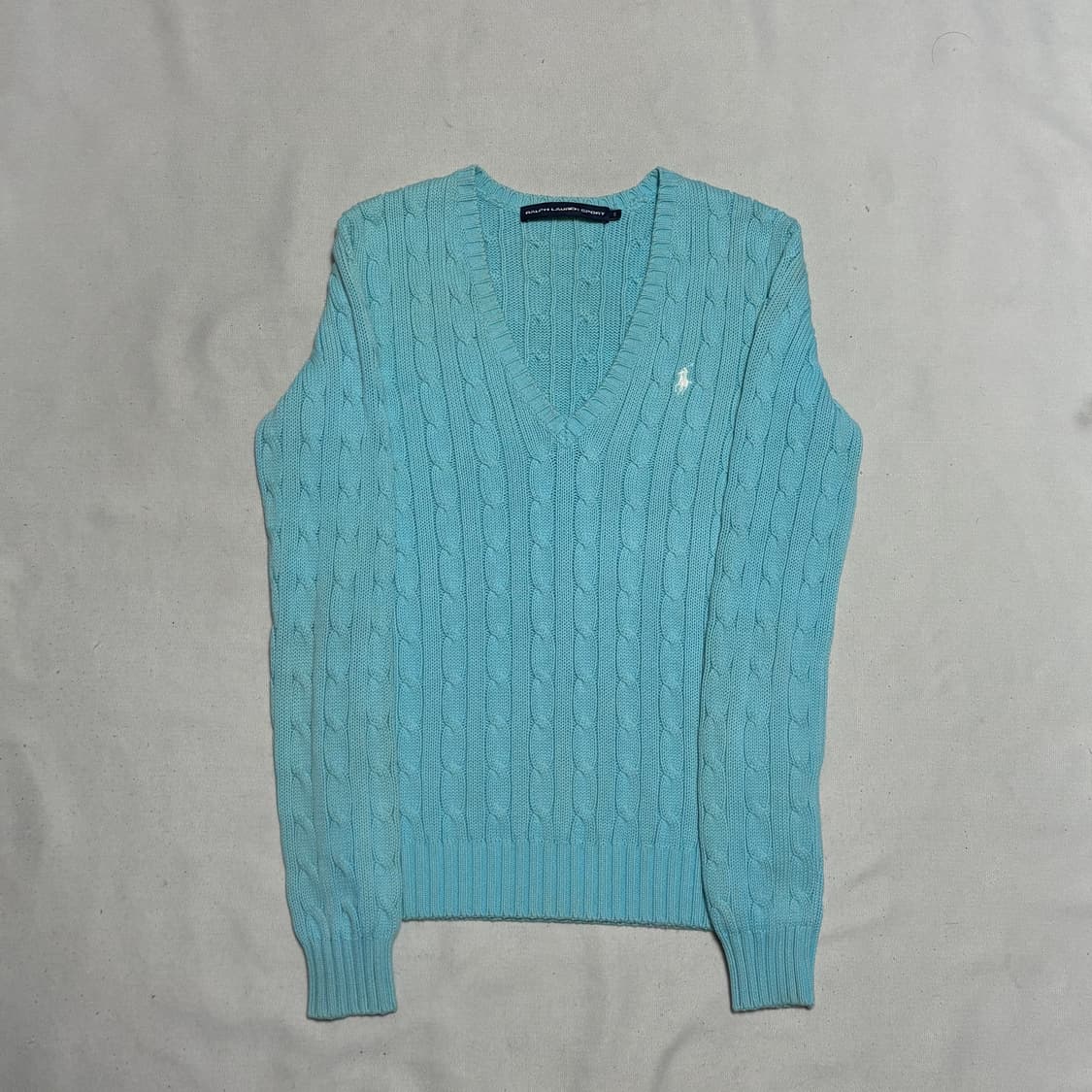 S 폴로랄프로렌 여성용 민트 케이블 브이넥 니트 상품이미지2