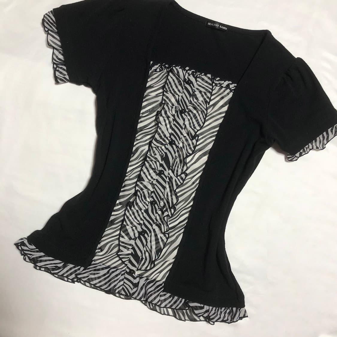지브라 블라우스 니트 탑 블랙 상품이미지2