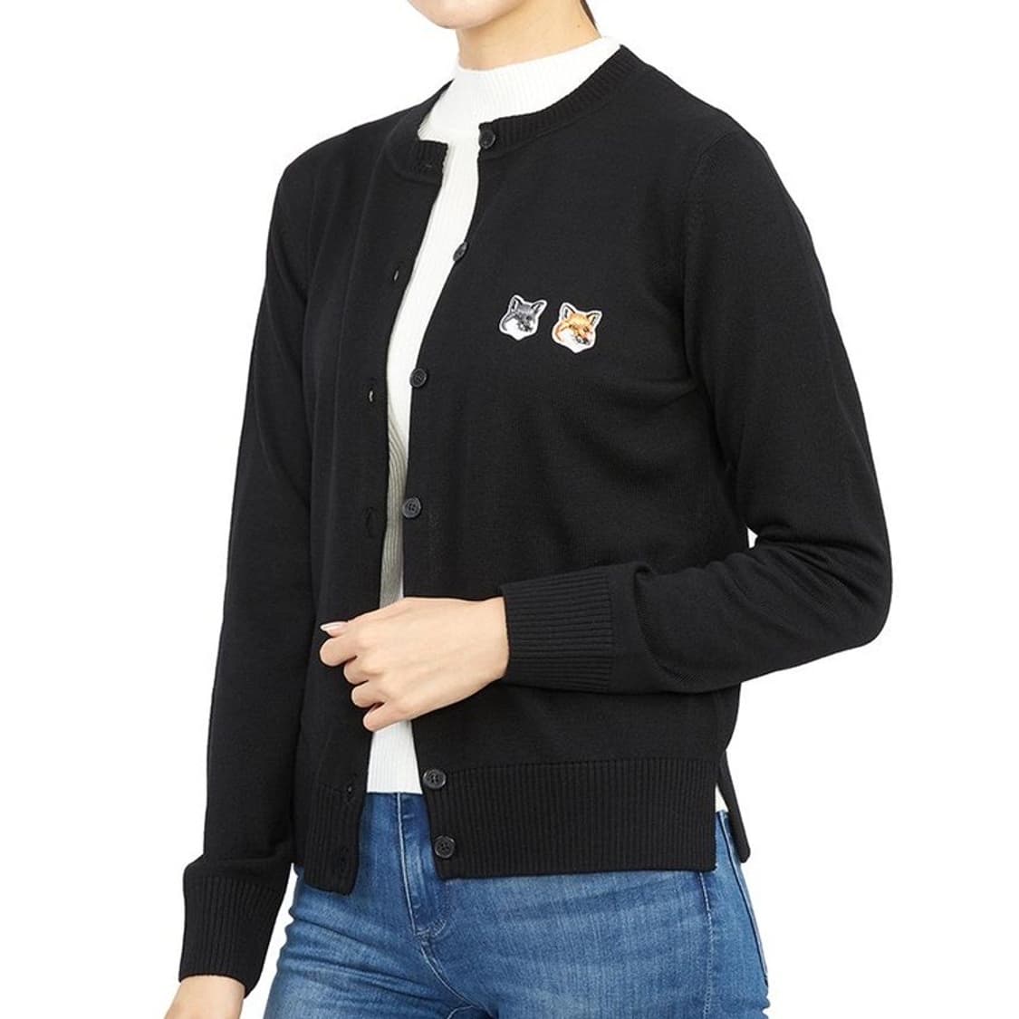 메종키츠네 더블 폭스 헤드 가디건 XS 블랙  상품이미지3