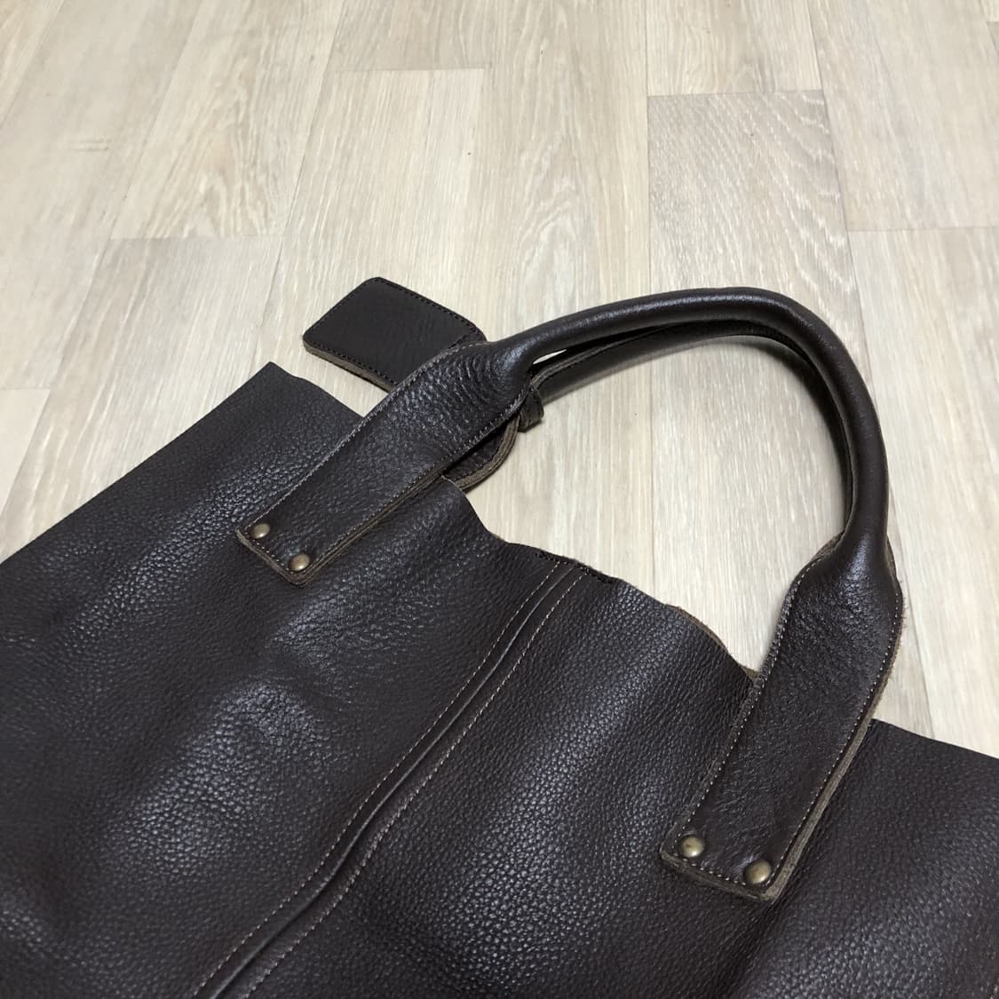 (OS) 빈티지 Vintage 카우 하이드 소가죽 토트백 카키 브라운 상품이미지2