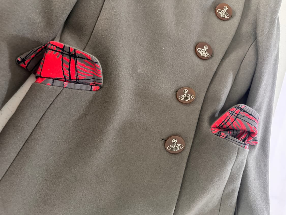 비비안웨스트우드 레드라벨 체크 orb 드레이핑 울코트 상품이미지5