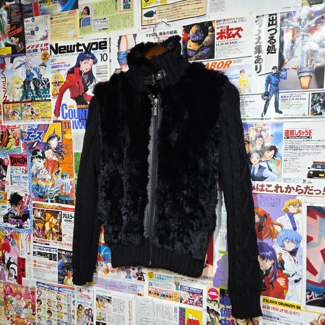 빈티지 레빗 퍼 꽈배기 니트 집업 자켓 상품이미지2