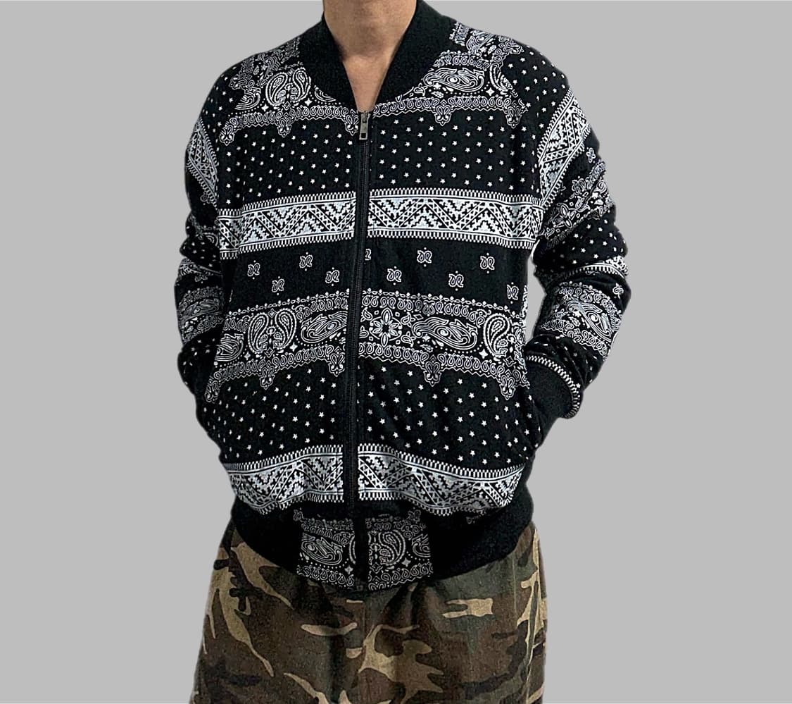 Custard yellow 페이즐리 집업 자켓 상품이미지1