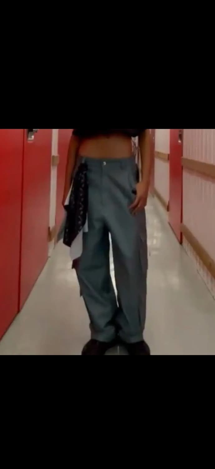 Leey yeel 카고 레더팬츠 스카이블루 상품이미지2