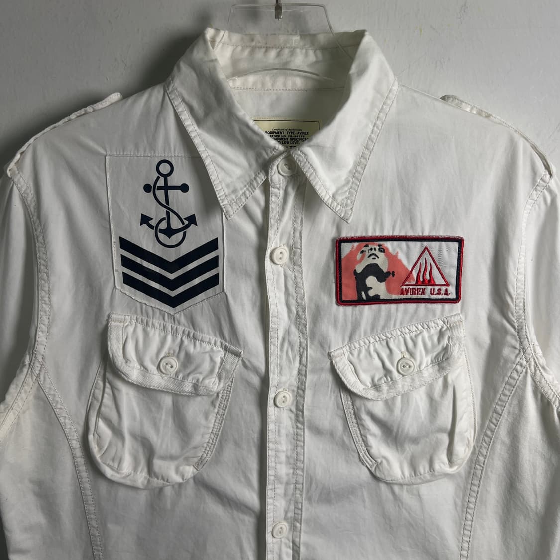 Avirex 아비렉스 밀리터리 견장 포켓 반팔 셔츠 M 상품이미지5