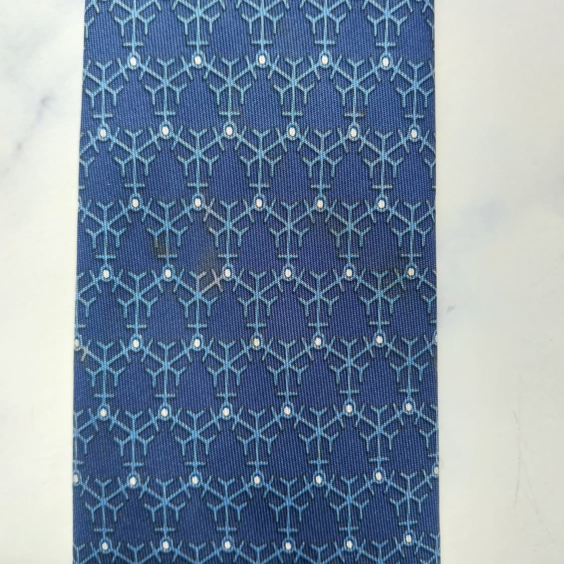 에르메스 실크 네이비 패턴 넥타이 9cm B등급 K2444 상품이미지8