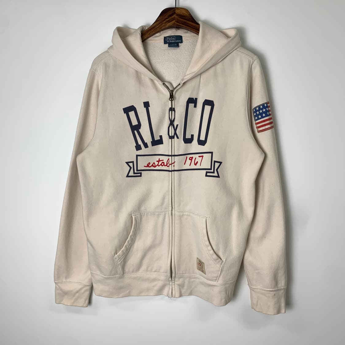 폴로 랄프로렌 성조기 아이보리 후드집업 상품이미지2