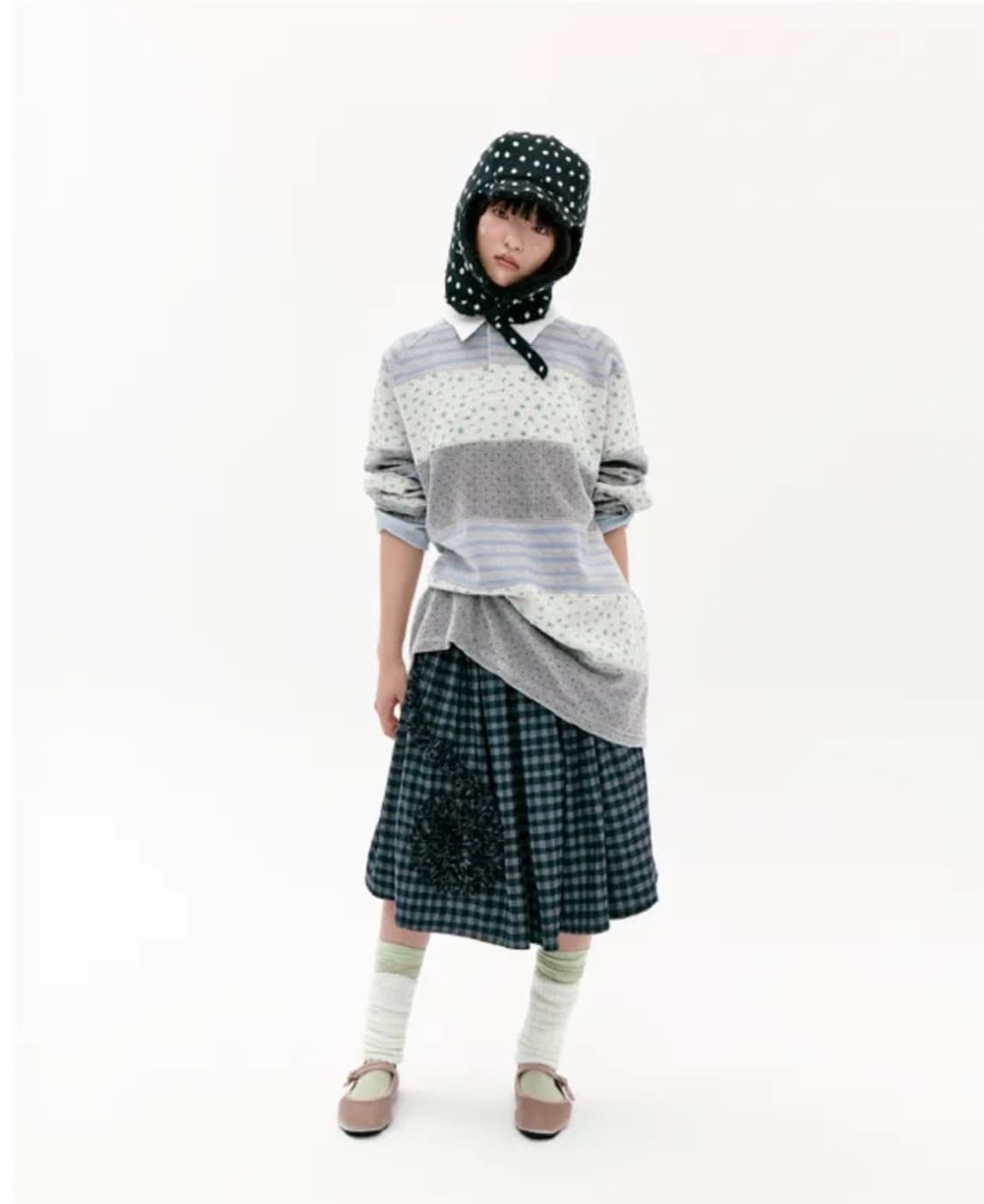 FRILL CHECK BANDING SKIRT (BLACK) 상품이미지2