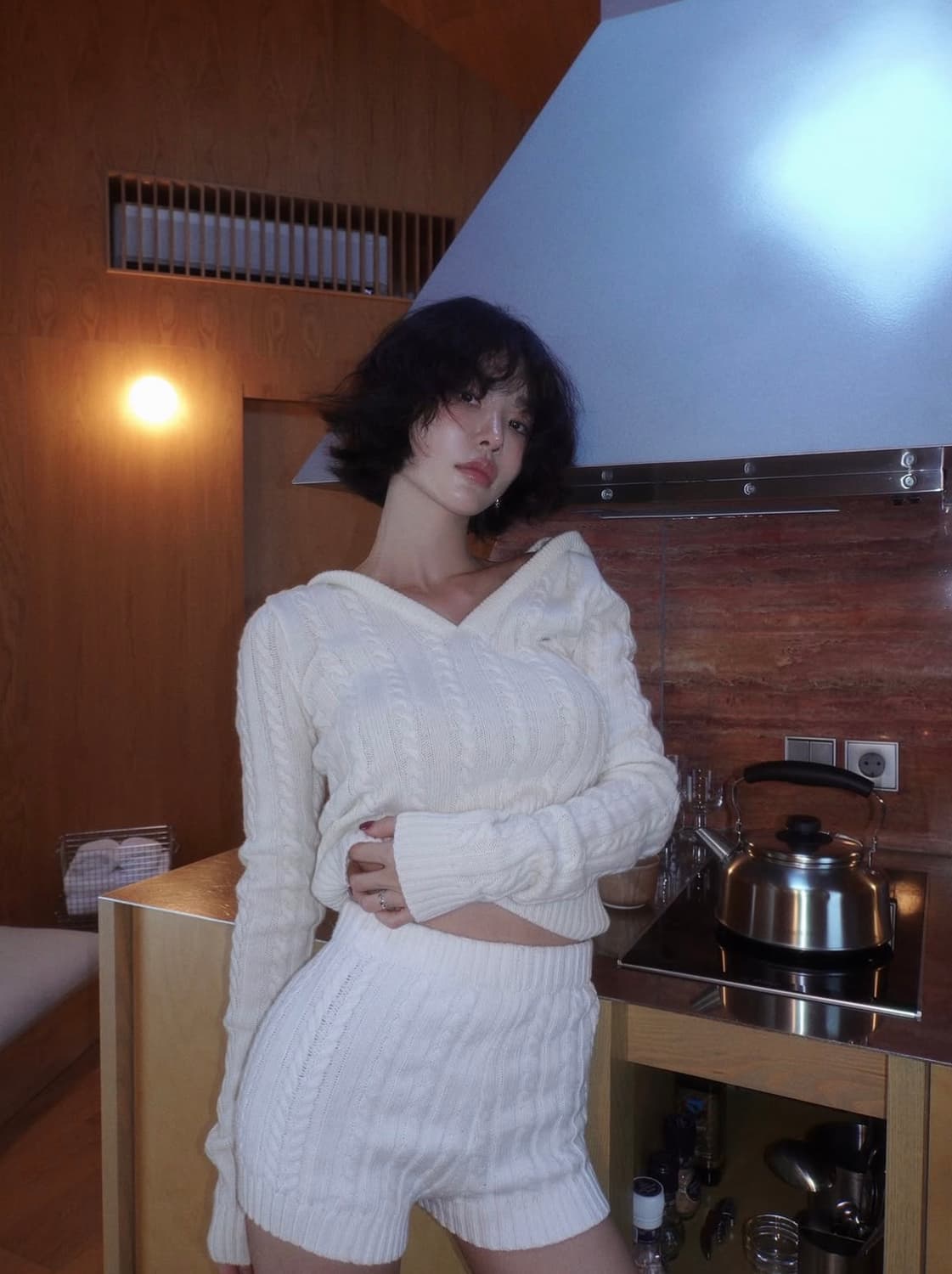 (새상품) 페일제이드 케이블 마이크로 니트 쇼츠 숏츠 아이보리 상품이미지3