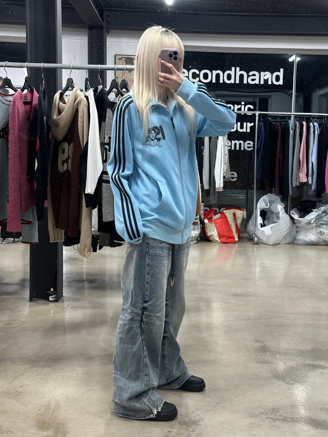 아디다스 리오넬 메시 y2k 그래픽 스카이 블루 색상 트랙탑 져지  상품이미지2