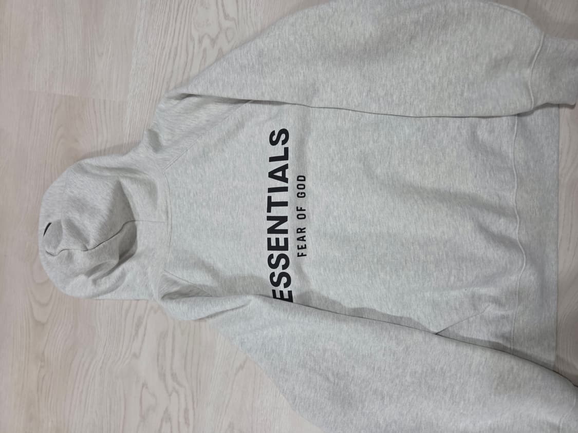 에센셜 백로고 플리스 후드티 라이트 오트밀 M사이즈 상품이미지1