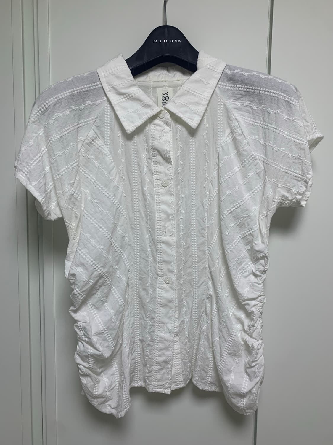 포에브 Broderie Shirring 브로더리 셔링 셔츠 화이트 상품이미지2