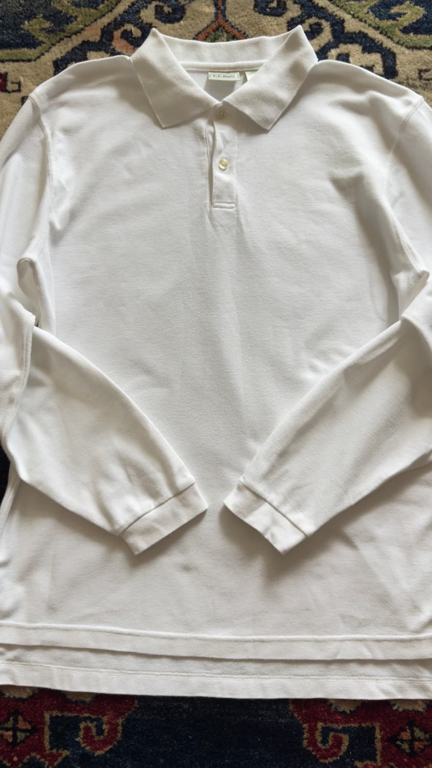 90s 엘엘빈 made in USA 화이트 피케 롱슬리브 상품이미지3