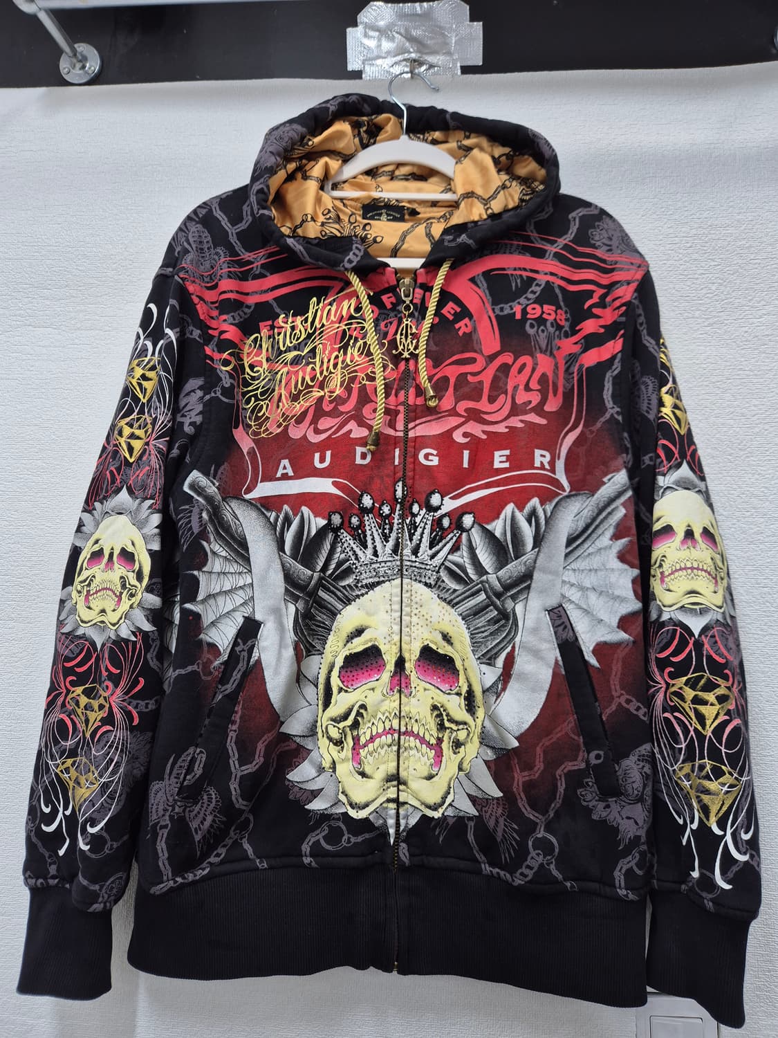 크리스찬 오디저 스컬 프린팅 후드집업 / 100(정품) 상품이미지1