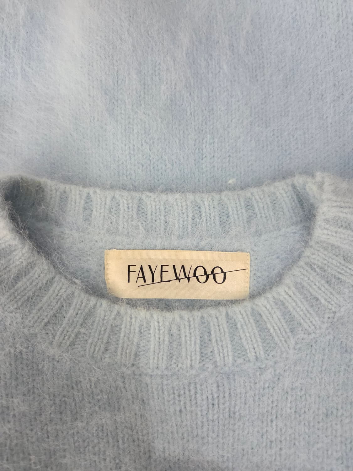 FAYEWOO 페이우 100% 앙고라 반팔 니트 스카이블루 상품이미지7