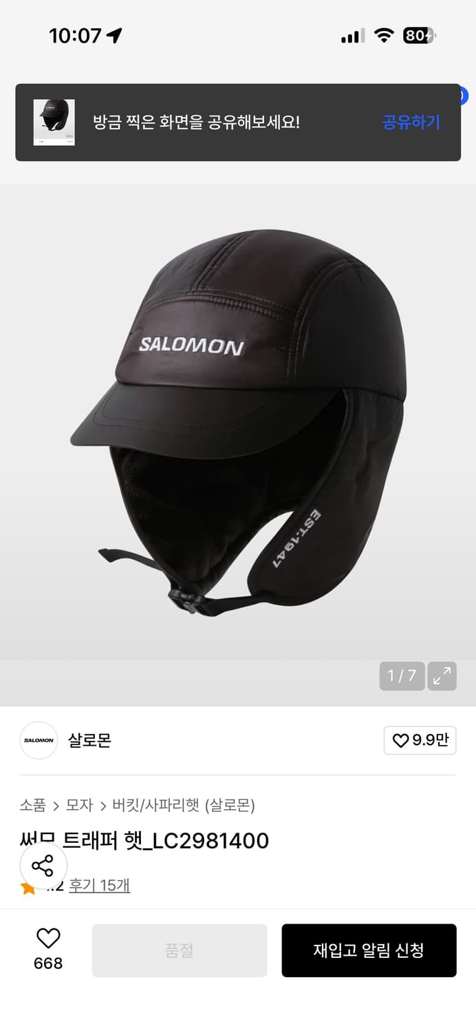 살로몬 써모 트래퍼 햇 상품이미지1