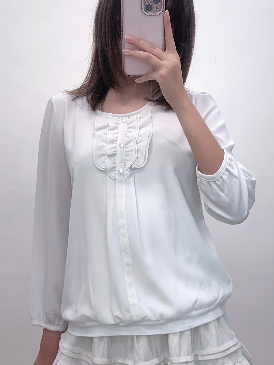 soup 달천깔 화이트 프릴 블라우스 (착샷o) /고딕 공겜여주 모리걸 상품이미지4