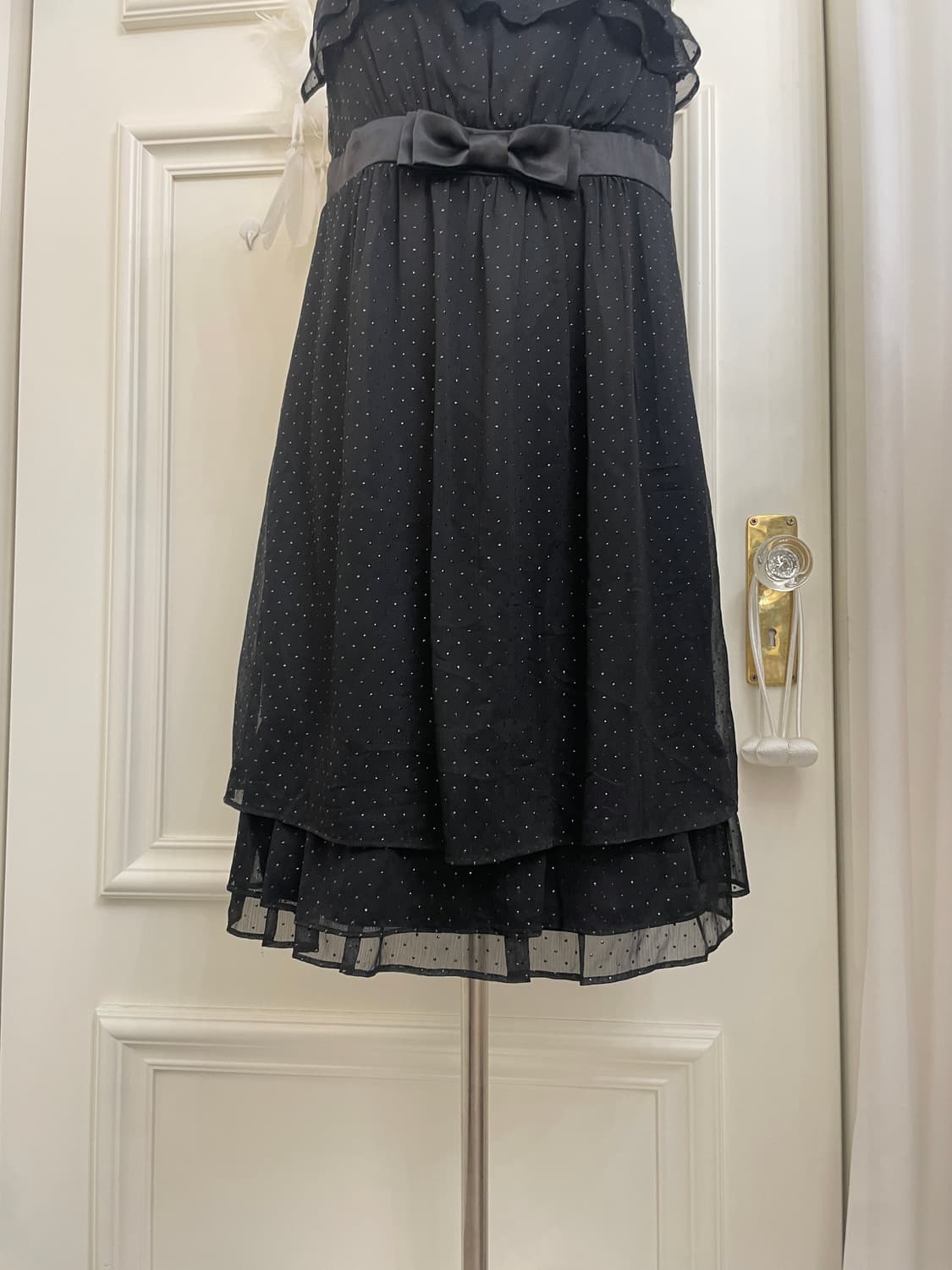 black twinkle dot ruffle bow cute opc 상품이미지9