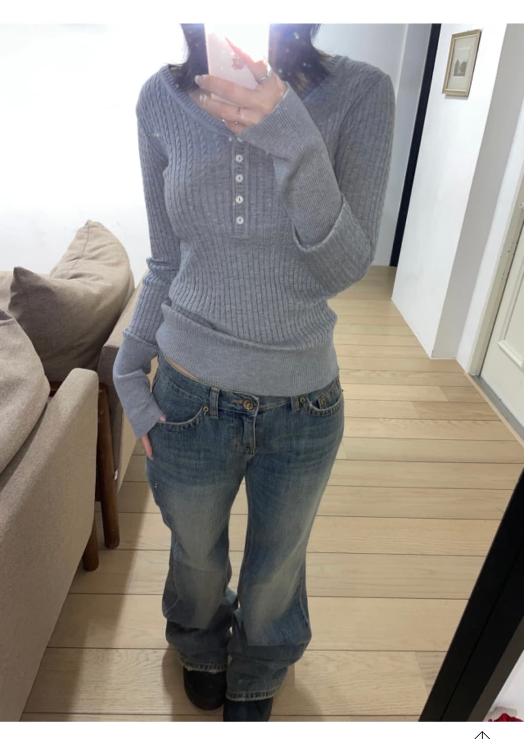 Honey Button Rib Knit 새상품 상품이미지4