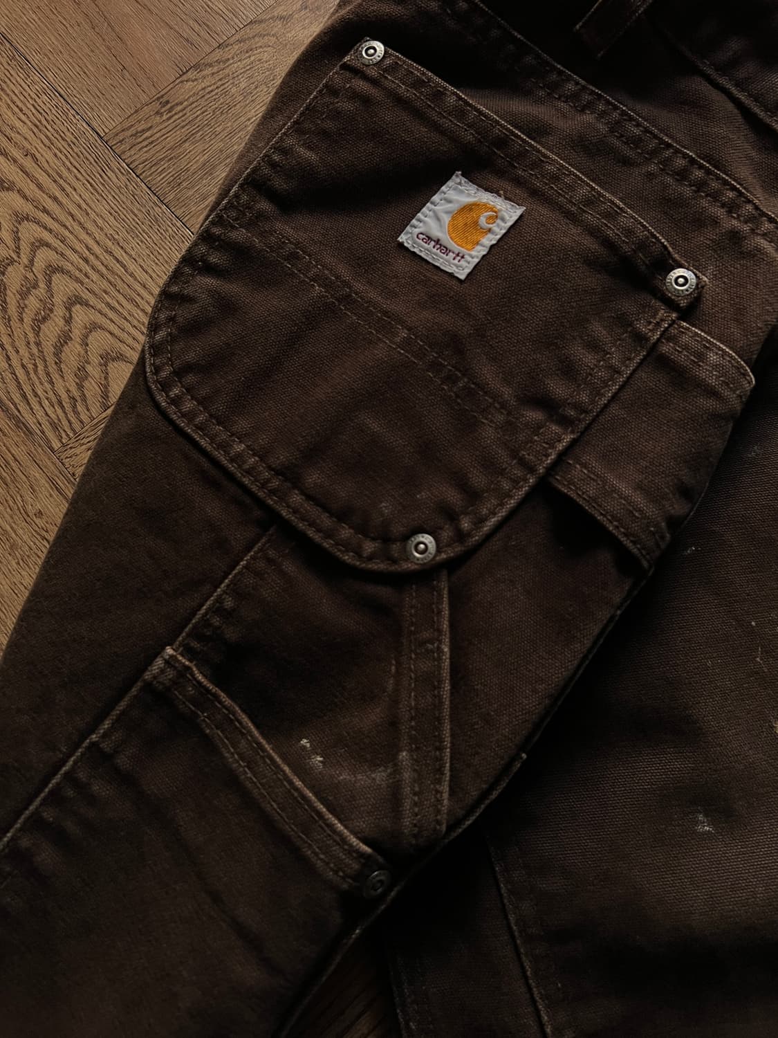[30]칼하트 USA 빈티지 페인팅 다크브라운 더블니 워크 팬츠 상품이미지8