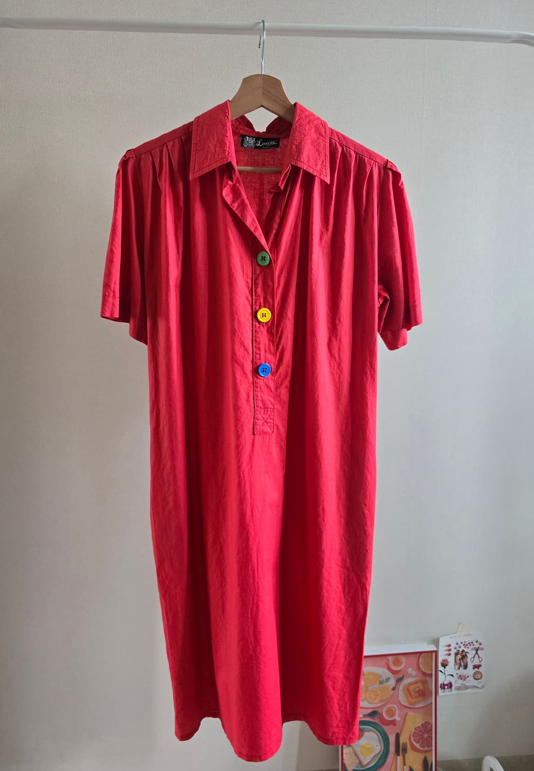 유럽 vintage 비비드 컬러버튼 셔츠 원피스 made in italy 상품이미지1