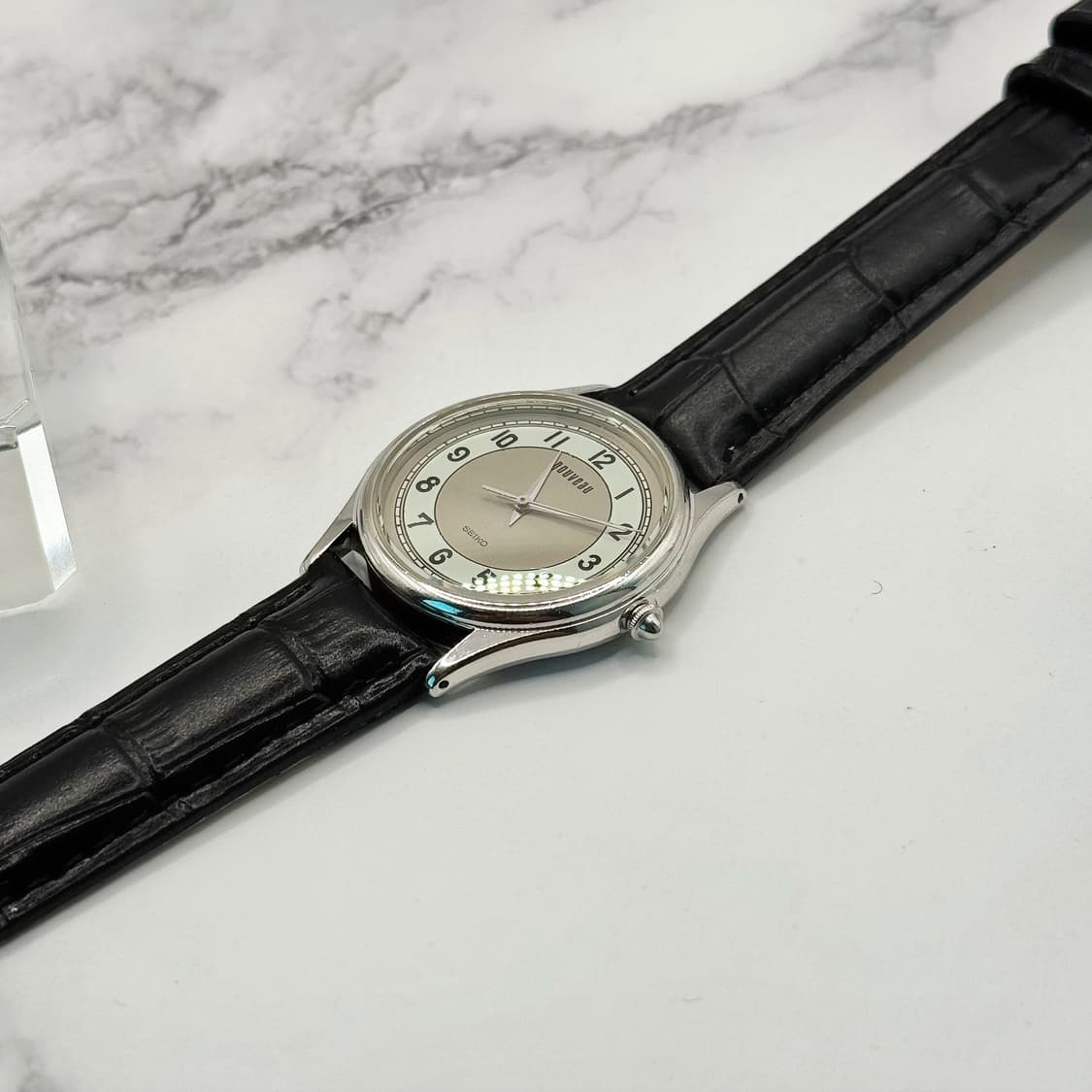 80s90s 빈티지 세이코 누보 아트 실버 라운드 워치 상품이미지4