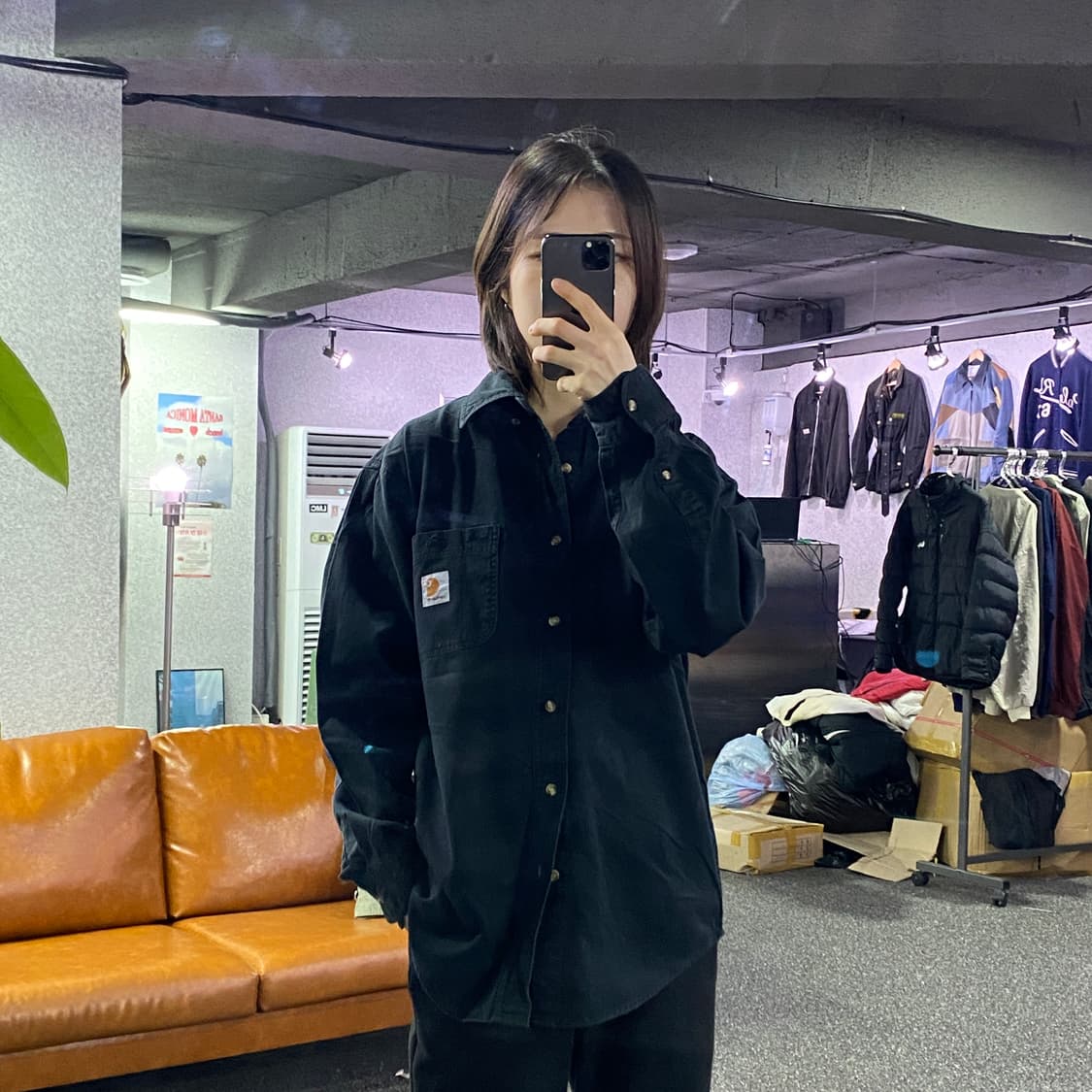 칼하트 패치로고 투포켓 블랙 셔츠 B3160 상품이미지1