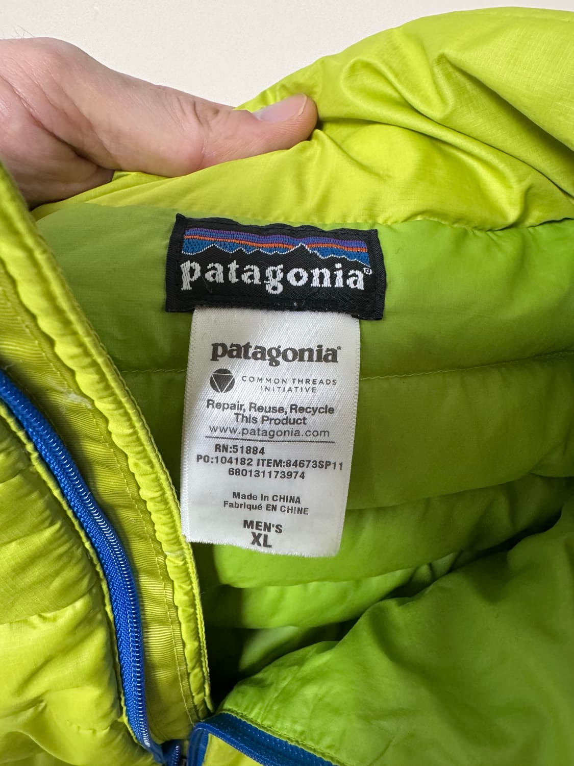 XL 파타고니아 다운스웨터 자켓 라임 상품이미지4