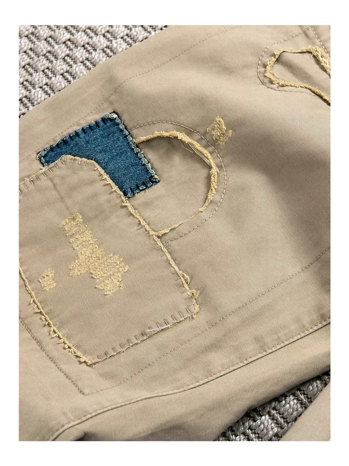 ️️️♦️ COZY / 러기드 코튼 패치워크 빈티지 치노 와이드 팬츠 상품이미지4