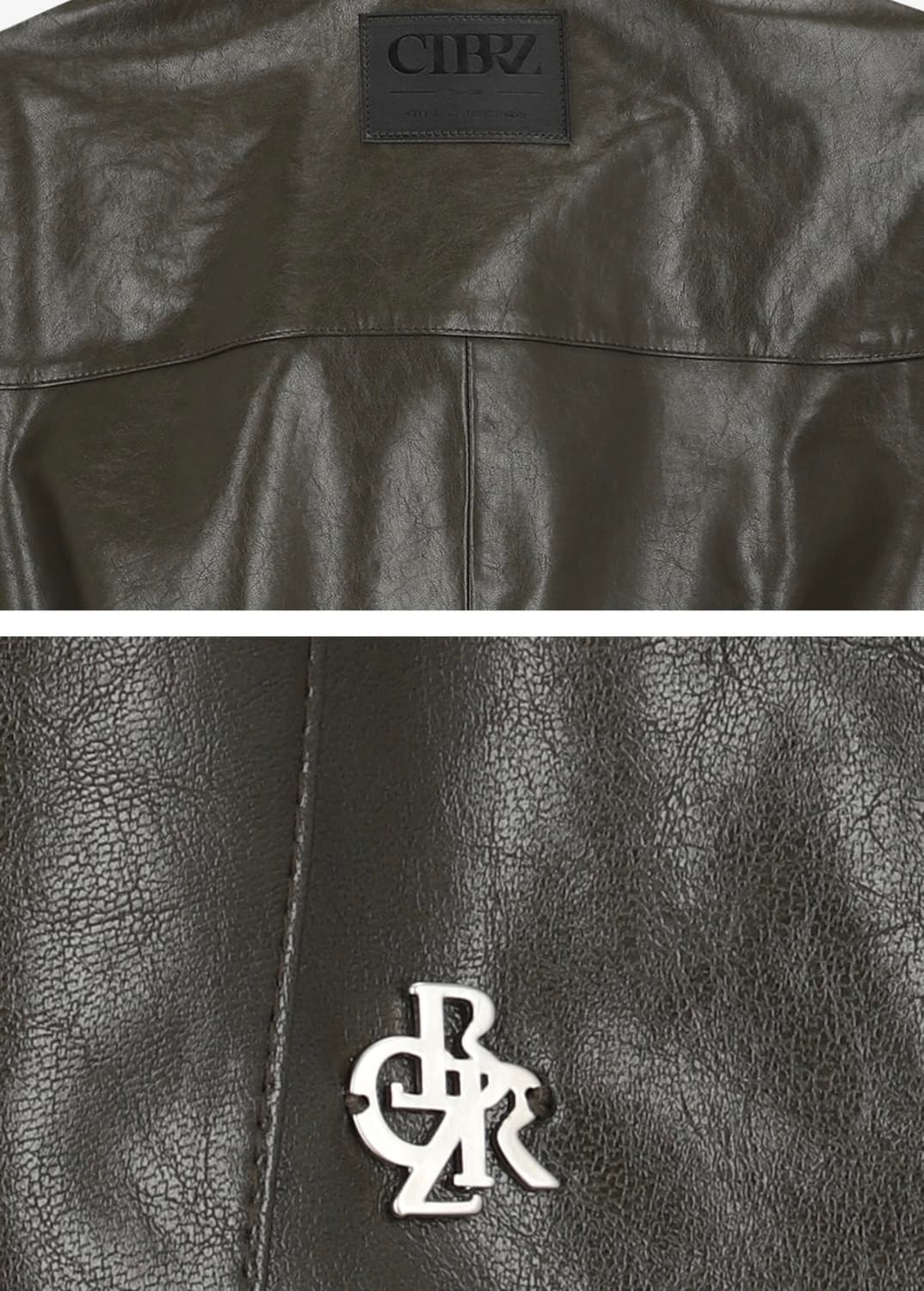 시티브리즈 비건 레더 크롭 자켓_KHAKI 상품이미지5