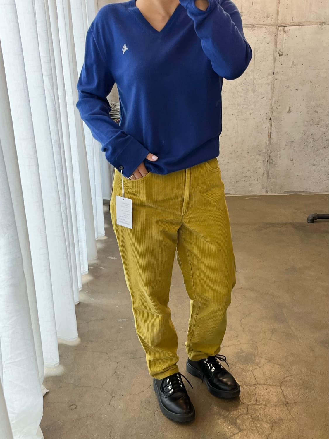 90s 베네통 코듀로이 팬츠 라임 상품이미지4