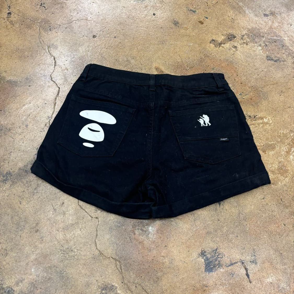 [정품/XS] 베이프 백로고 마일로 홀로그램 블랙 면 반바지 숏팬츠 상품이미지3