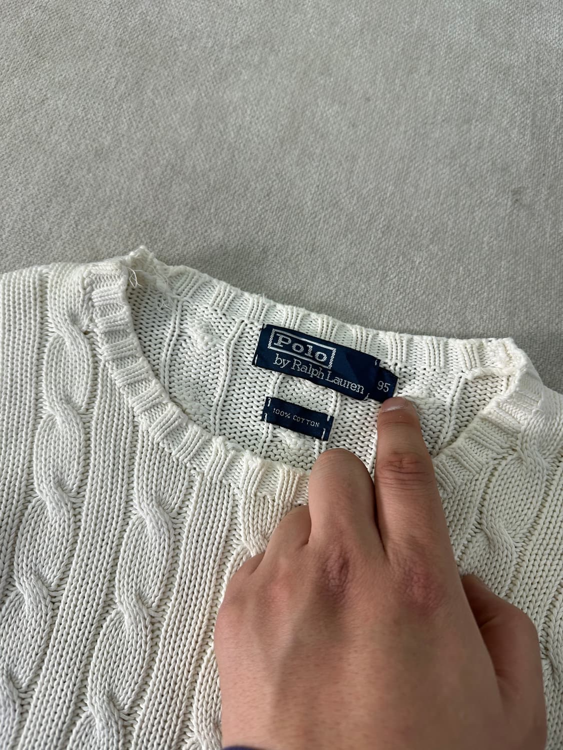 100 폴로랄프로렌 꽈배기 화이트 니트 상품이미지2
