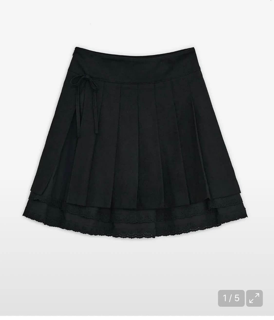 허그유어스킨 슬릿 플리츠 미디 스커트 블랙 상품이미지1