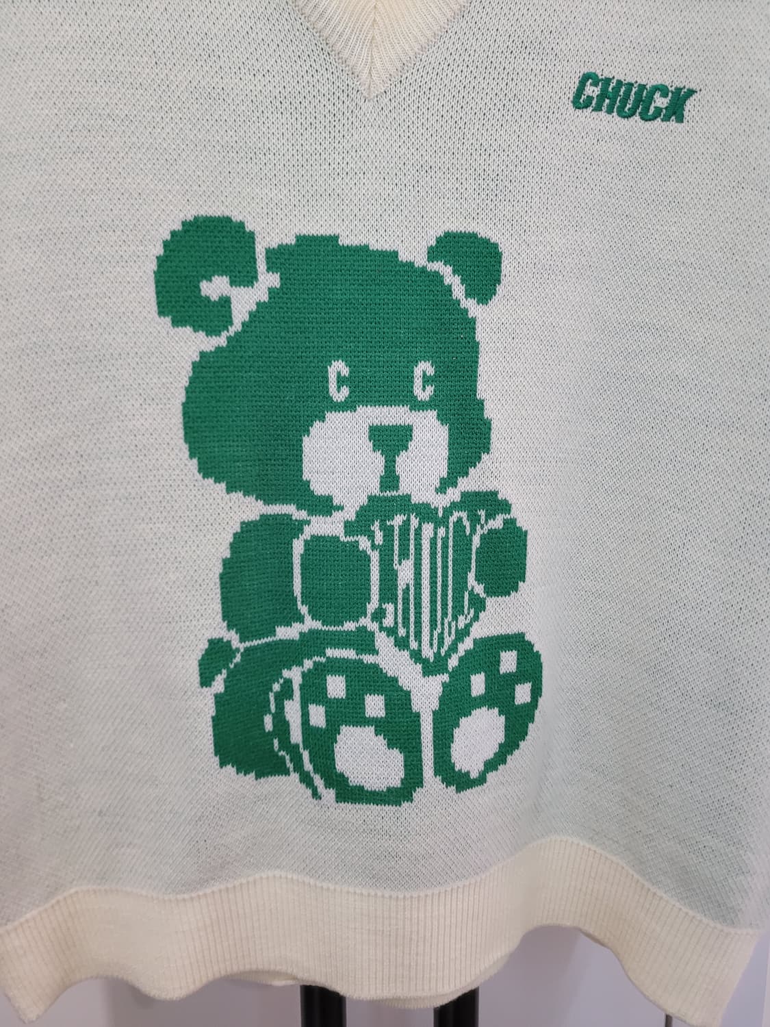 척 CHUCK 곰돌이 니트 베스트 아이보리 프리사이즈 상품이미지3