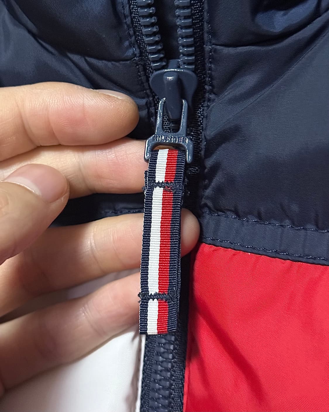 타미 힐피거 미국 USA 후드 패딩 조끼 네이비 남색 S 90 베스트 상품이미지5