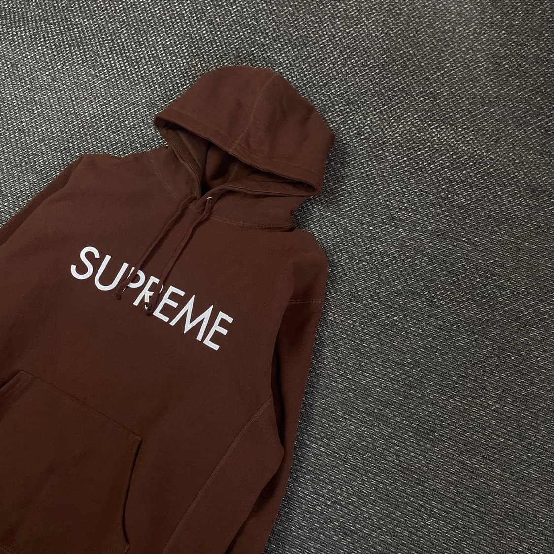 슈프림 브라운 로고 자수 후드티 L 상품이미지4