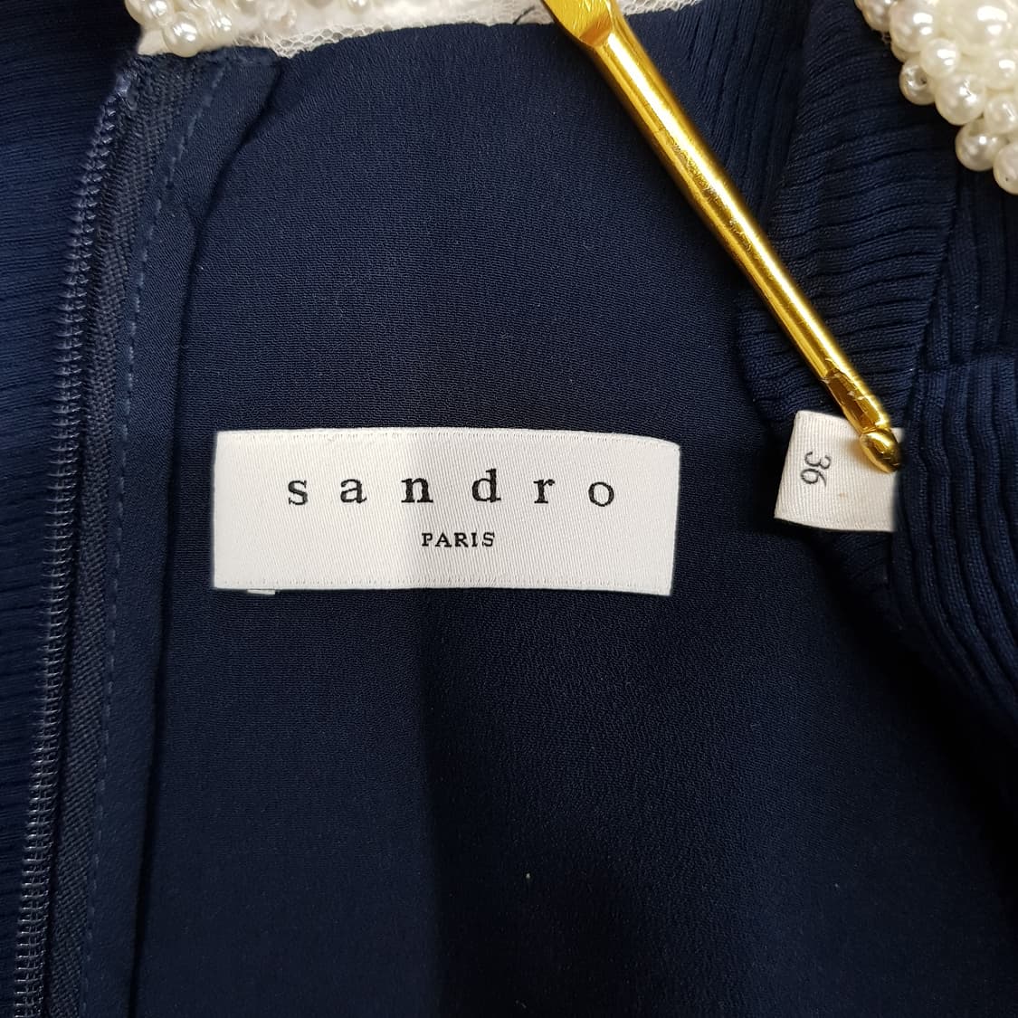 산드로 SANDRO 진주 장식 슬리브리스 원피스 36 사이즈 상품이미지9