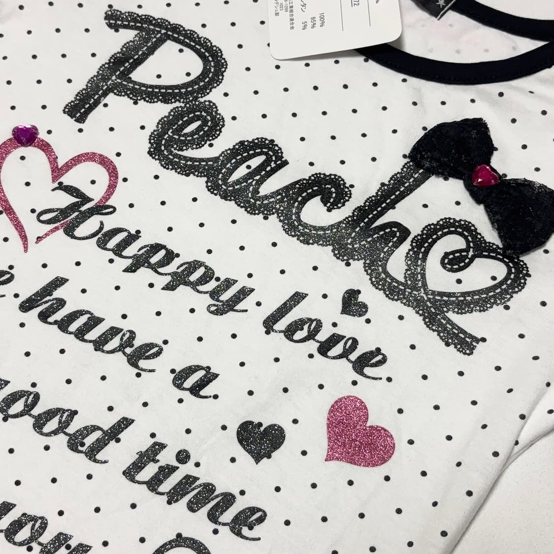 헤이세이 글리터 레터링 도트 큐빅 리본 탑 상품이미지3