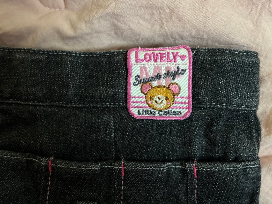 메조피아노 핑크 스티치 데님 플리츠 스커트 속치마O 상품이미지5