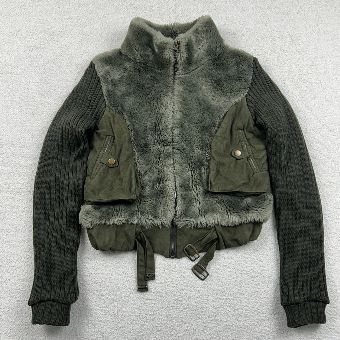 빈티지 밀리터리st 퍼 자켓 올리브 상품이미지3