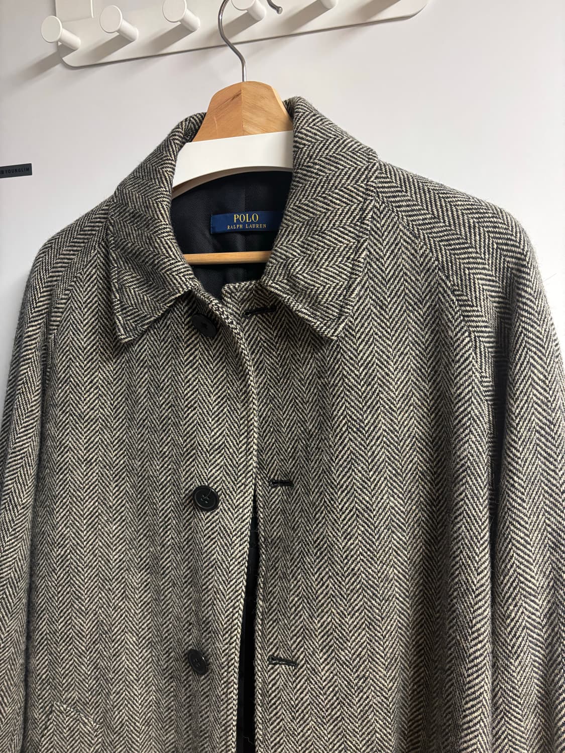 [38R] 폴로랄프로렌 헤링본 발마칸코트 블랙/크림 상품이미지3