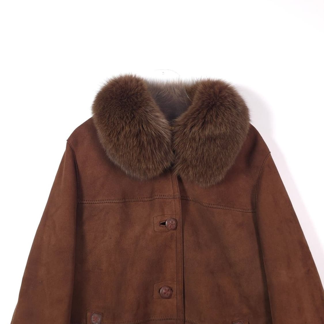 진도 오리지널 천연 양가죽 폭스퍼 트리밍 무스탕 코트 상품이미지3