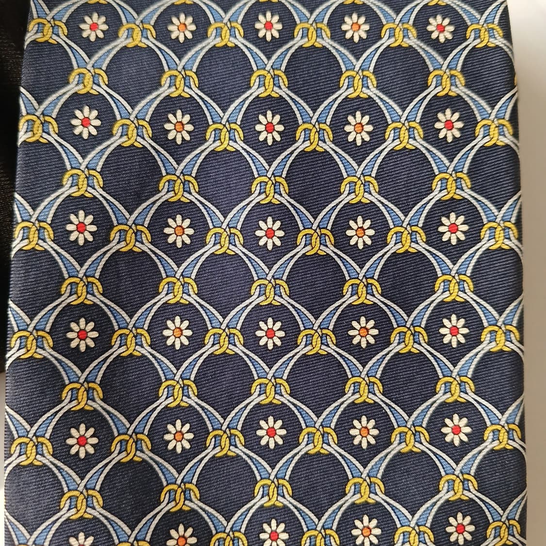 아쿠아스큐텀 체인 플라워 패턴 넥타이 9.9cm A+등급 A19847 상품이미지8