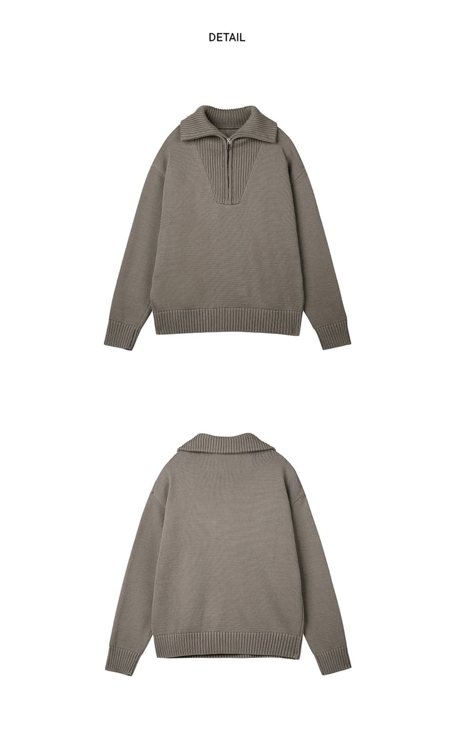 ORE 오어 하프집 니트 풀오버 카키그레이 상품이미지3