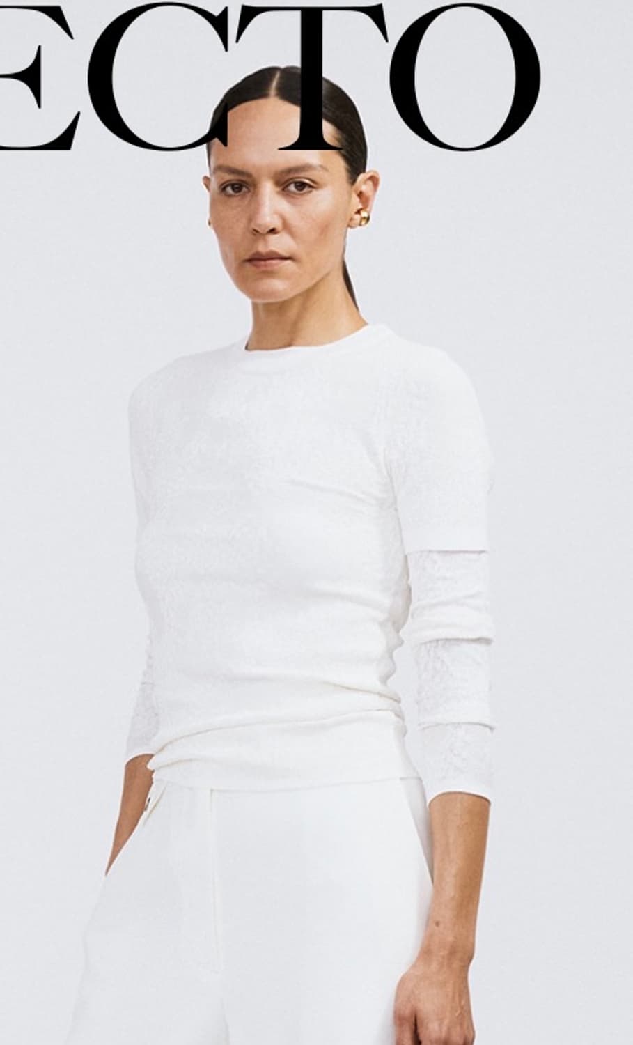 LACE JACQUARD LONG SLEEVE KNIT TOP 상품이미지1