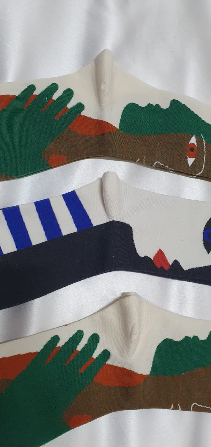 크림베이지 크림 추상화 Bonne Maison 본메종 양말 상품이미지7